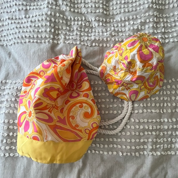 Clinique bag and matching reversible bucket hat retro hippy floral - Picture 2 of 6